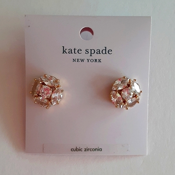 Kate Spade Flying Colors Clear/Gold Earrings New - Picture 1 of 3